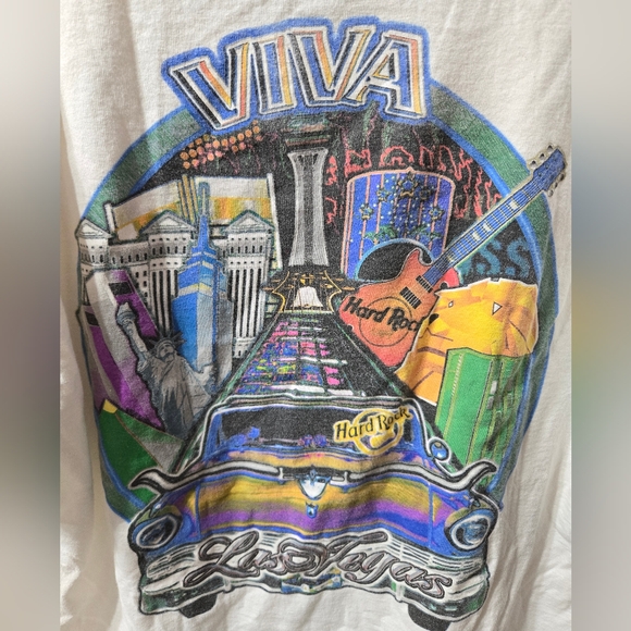 Hard Rock Cafe Heavy Tee Viva Las Vegas Graphic Vintage Short Sleeve Tshirt GUC - Picture 1 of 9